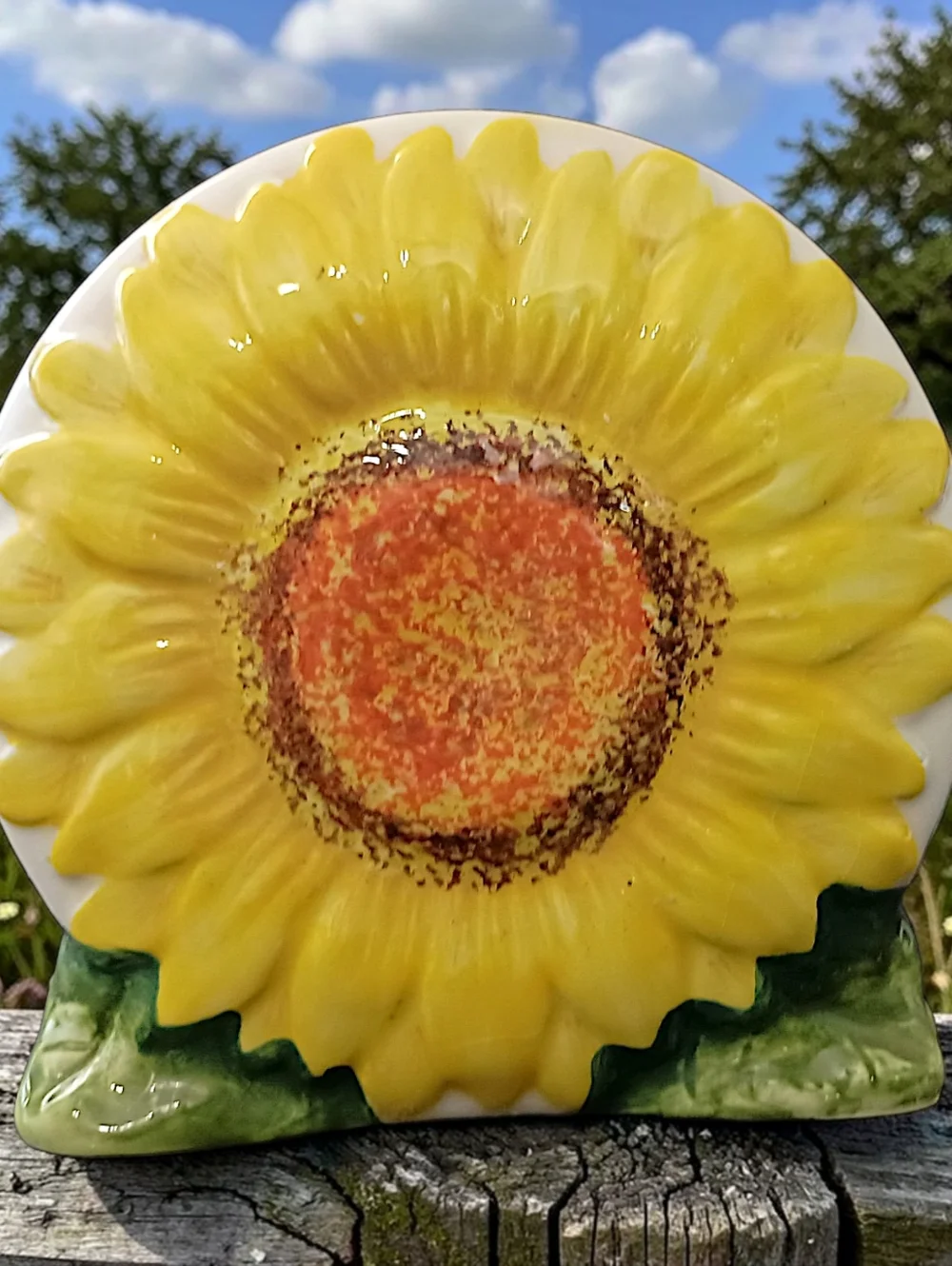 Vintage Sunflower Napkin Holder Ceramic‎ Letter Holder Farmhouse Kitsch Cottage
